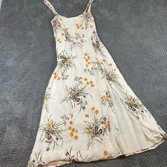 Reformation Womens Floral Nectarine Midi Dress Slit Smocked Coquette Cottagecore - Picture 4 of 9